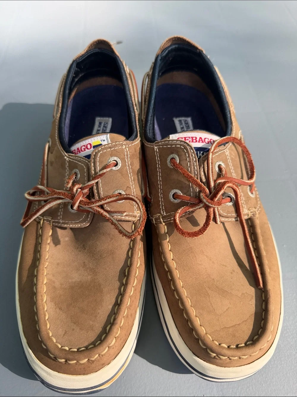 Sebago Dockside Brown Leather & White-Sole Men's Boat Shoes